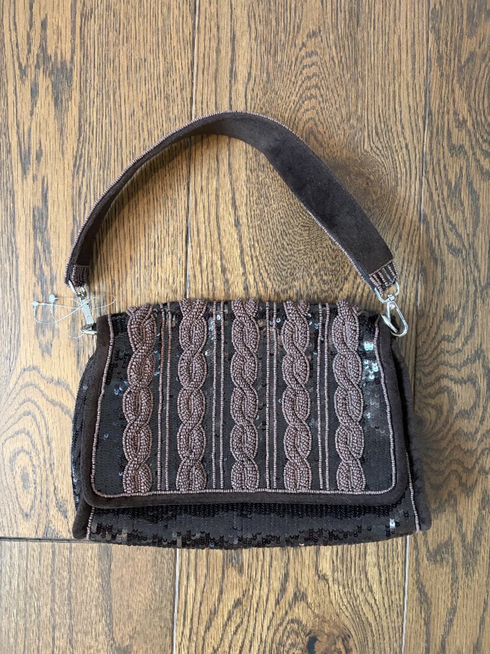 Metallic Cable knit Beaded Sholder Bag - NWOT